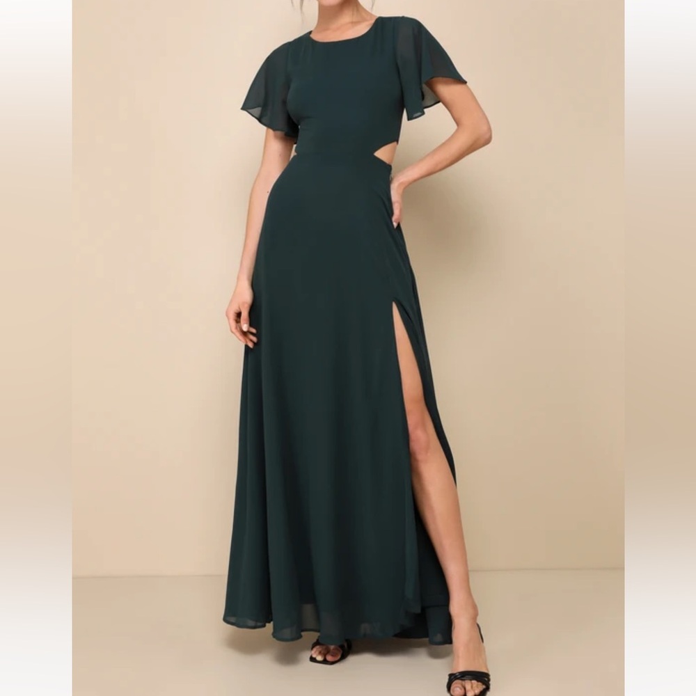 Lulu's Garden Bliss Emerald Green Maxi Dress